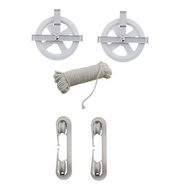 Dependable Industries Inc. Essentials Laundry Clothesline Kit 100ft Cotton Line, 2 Rustproof Pulleys, and 2 Spreaders White