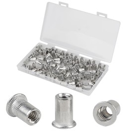 CPROSP 105tlg Nietmuttern M5 Aluminium mit Bewahrungsbox, Alu Nieten 7mm Flachkopf, Blindnietmuttern M5 Geschlossen, Einnietmuttern M5, Senkkopf-Nietmuttern zur Befestigung von Möbel Handwerk