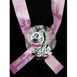 Handmade 1 Baby Shower Party  MOM TO BE SASH Zebra,Pink /Girl, Ribbon favors ,Mother,niña