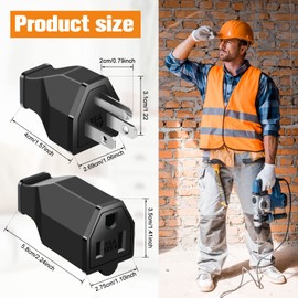 20 Pieces Extension Cord Plug Replacement Extension Cord Ends 125V 15A 2 Pole 3 Wire Male Plug and Female Connector Straight Plug Replacement NEMA 5-15r 1875w (Male and Female Style)