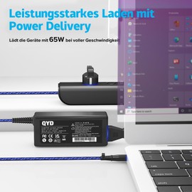 QYD 45W 65W Ersatz Netzteil Notebook Ladegerät für HP N17908 V85 613153-001 6715B 6735B 6735S Elitebook 8470P Flexible Thin Client T520 T610 T620 T630 F5A54AT 741346-001 Laptop-Ladekabel Power-Cord