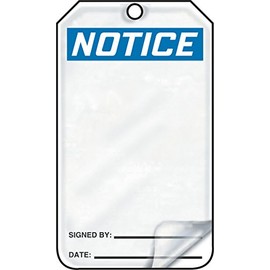 Accuform MDT800LCP PF-Cardstock Safety Tag, Legend"Notice (Blank)", 5.75" Length x 3.25" Width x 0.010" Thickness, Blue/Black on White (Pack of 25)