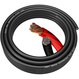 AgClover 4 Gauge Wire 25FT Copper Clad Aluminum CCA Power Cable for Amplifier on Car Audio, Speaker, Automotive, Car Electronics Accessories, Car Audio, RV, Generator (25 feet Black) PC425BK