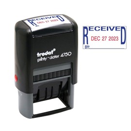 Trodat E4752 Printy 4750 Economy Stamp, Dater, Self-Inking, 1 5/8 x 1 Inches, Blue/Red (Limited Edition)