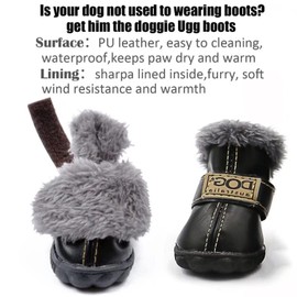 Small Dog Boots, Puppy Winter Shoes, Pet Waterproof Paw Protectors for Snow/Ice Pavement(Color: Black,Size: 7)