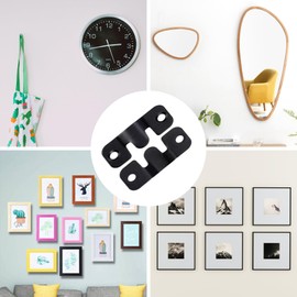 Pack of 16 Flush-Mounted Brackets Picture Frame Hanger Concealed Bracket Heavy Duty Photo Hooks Interlocking Picture Hanger 43 x 18 mm Stainless Steel Furniture Connector (Black)