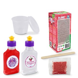 TUBAN DIY Tuban Slime Set - Glue - Activator - Neon Glitter - Container - Stirring Stick - Toy for Kids Strawberry