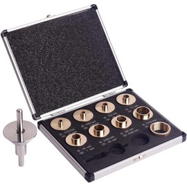 SpeTool Brass Router Template Bushing Guide Set with Centering Pin&Cone for Porter Cable Style Router Sub Bases, 10-Piece Router Guide Bushing Includes Carrying Case