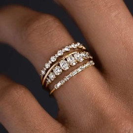 Gold Rings for Women Prom Jewelry Stocking Stuffers Wedding Rings Knuckle Stacking Rings Engagement Rings for Women Promise Ring Gold Rhinestone Rings Set Prom Costume Accessories for Women
