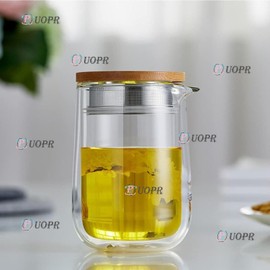 Double Insulated Glass Pot Coffee Pot Double Wall Pot Heat Resistant Glass Pot One Touch Leaf Pot Burnproof Glass High Temperature Filter Tea Pot