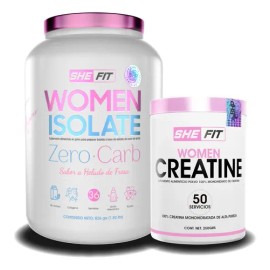 Bhp She Fit Proteína Women Iso Zero Carb + Creatina 250g (sabor Helado De Fresa)