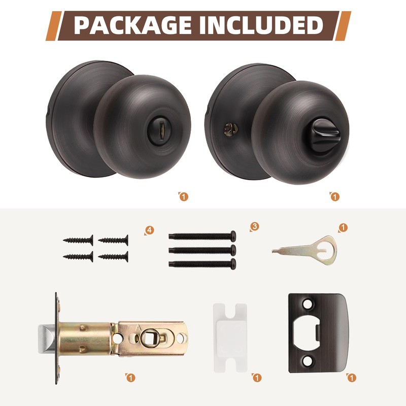 GOBEKOR 10 Pack Interior Privacy Door Knobs Oil Rubbed Bronze