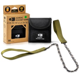 Nordic Pocket Saw 25.6 Inch Pocket Chainsaw with 33 Bi-Directional Teeth for Clearing Trails - Handy Backpacking Saw with Extra Large Nylon Handle Loops - for Survival and Emergency Situations