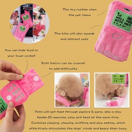 PYFMN Pink Parody Phone Plush Cute Toy -Hide and Seek Puzzle for Interactive Fun with Squeaky Snuffle Chew Toy for Small, Medium,Large Dogs Cats - Fashionable Accessory