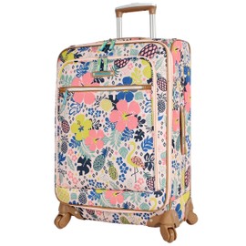 Lily Bloom Luggage 24" Expandable Design Pattern Suitcase With Spinner Wheels For Woman (24in, Trop Pineapple)