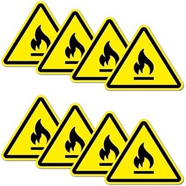Pack of 8 Warning Stickers 6 x 5 cm Fire UV Protection Laminated Waterproof Digital Print Warning