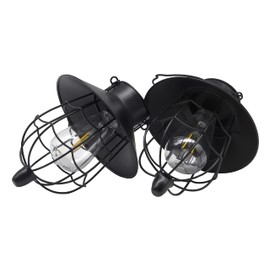 YAKii 2 Pack Solar Lantern Hanging Waterproof Outdoor Metal Solar Lamp with Warm White Light Decorate for Yard Garden Pathway Patio Porch Decor (Black)