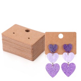TIESOME Pack of 200 Earrings Display Cards, 4.5 x 3.2 cm Kraft Paper Earrings, Card Earrings, Storage, Jewellery, Display, Stud Earrings, Storage, Hanging Earring Cards for DIY Stud Earrings and