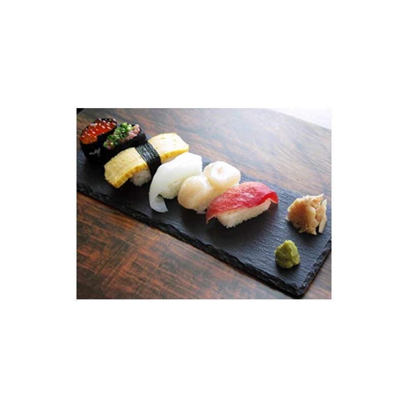 Slate Plate 30 cm Length Corner Slim [Rectangular Black Dinnerware Stone