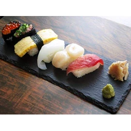 Slate Plate 30 cm Length Corner Slim [Rectangular Black Dinnerware Stone Flat Flat Length Dishes Popular Corner Plate Stylish Cushion with Slate Board]
