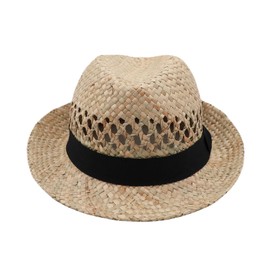 MivBuks Straw Hat Men's Panama Hat Women's Fedora Summer Hat Sun Hat Safari Hat Sun Protection Beach Hat, Natural 02, M