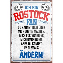 schilderkreis24 Football Magnet "Rostock Fan" Decorative Fridge Magnet Item Sport Club Gift Idea Club Christmas Football Fan Lovers Enthusiasts 9 x 6 cm