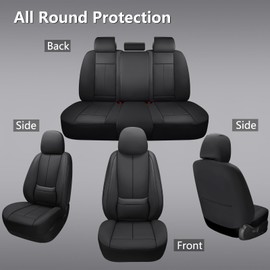 Full Coverage Leather Car Seat Covers Full Set,Waterproof Seat Covers for Cars,SUVs Pick-up Truck, Car Seat Cushion,Car Seat Protector,Black Seat Cover with 5 Seats