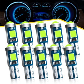 Antline T5 37 74 2721 PC74 PC37 LED Bulb Ice Blue, Super Bright Canbus Error Free 12 Volt Replacements for Interior Dashboard Indicator Instrument Panel Gauge Cluster Dome Map Lamp Lights (Pack of 10)