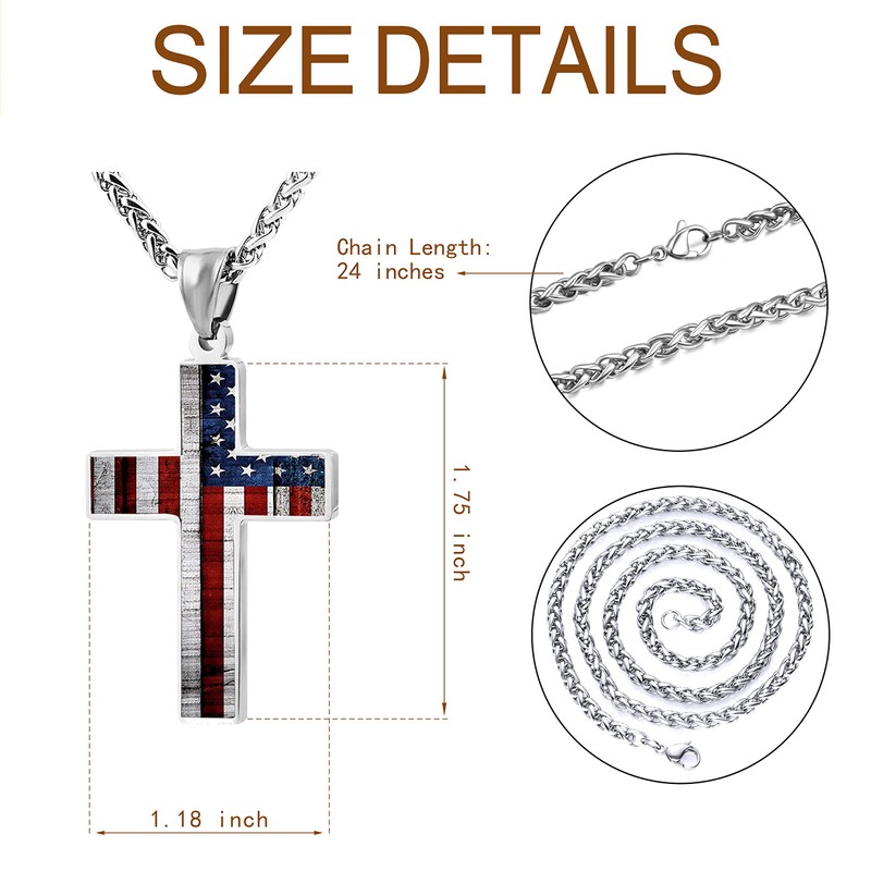 Cross Pendant Necklace For Mens Women Jewelry Religious Pendant Chain