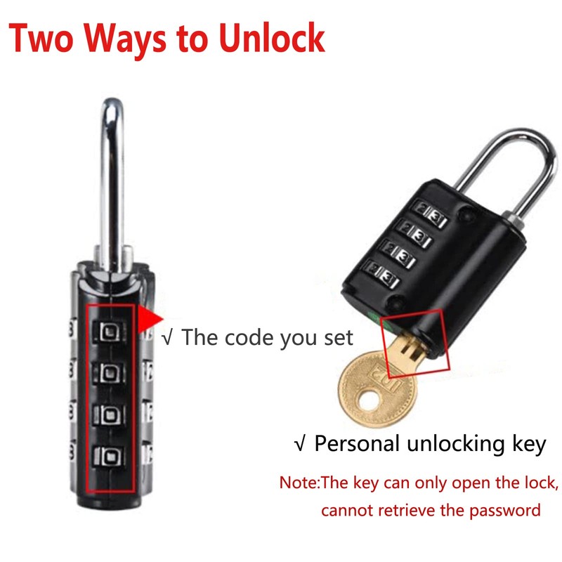 2 Pack Combination Padlock, 4 Digit Resettable Outdoor Waterproof Padlock
