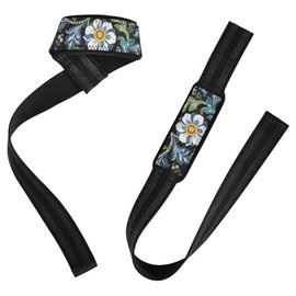 William Morris - Correas de levantamiento de pesas, diseño retro de flores azules de 26 pulgadas, correa antideslizante para levantamiento de pesas, culturismo, levantamiento de potencia