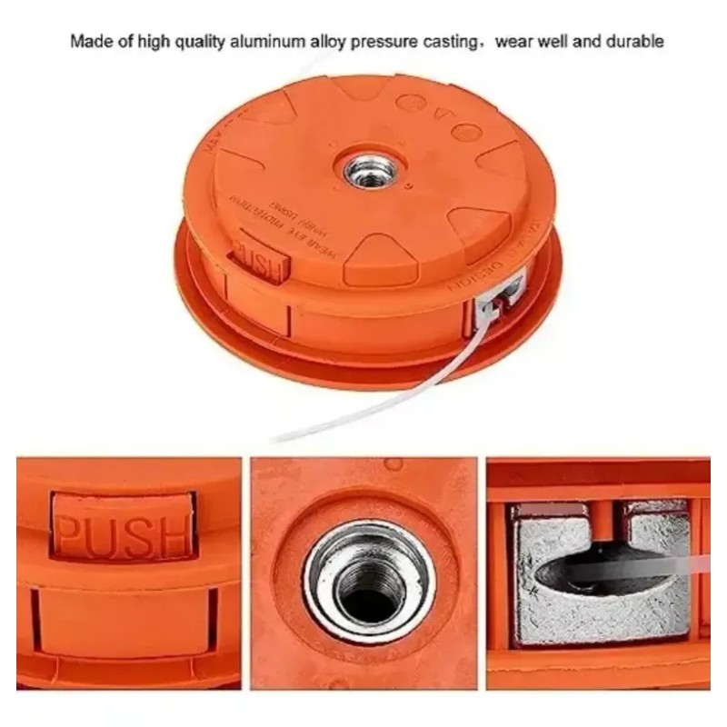 Cabezal Universal Metalica Acceso Para Desmalezadora Césped Naranja