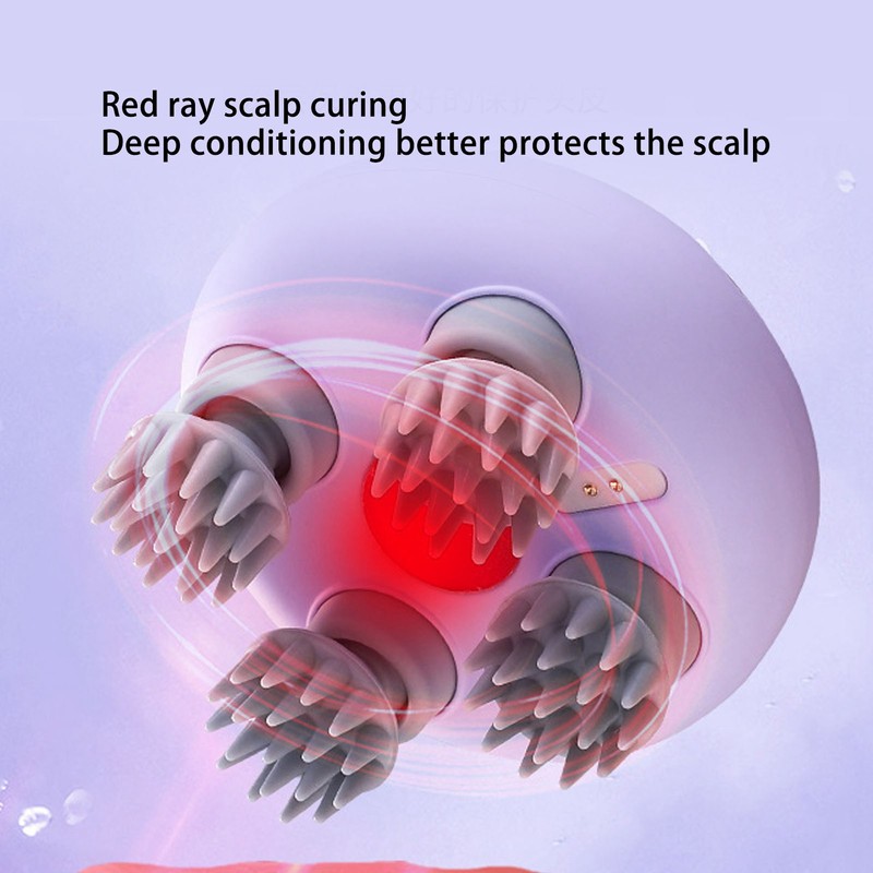 Electronic Scalp Massager Waterproof Kneading Vibration Multi Functional Rechargeable Handheld