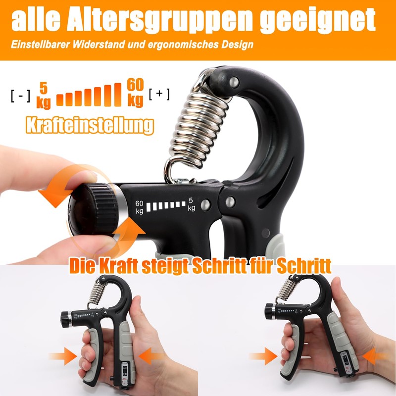 UNILECON Hand Trainer, Forearm Trainer, Grip Strength Trainer, Adjustable Resistance