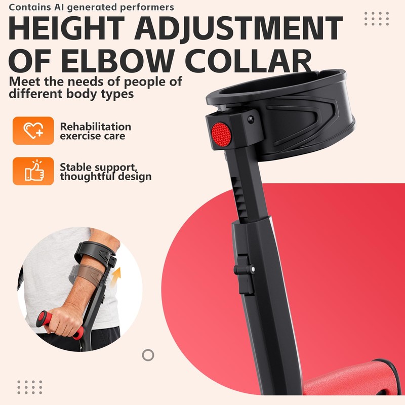 Foldable Forearm Crutches for Adults Ergonomic Handgrips Quad Base