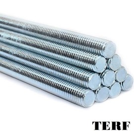 TERF® M12 (12mm) X 250mm Fully Threaded Studding Rod Bar M12 for Ø 12mm (1/2'') Diameter X 250mm (10'') Length All Threads Resin Anchor Studs Bar Rod Screw - Pack of 2