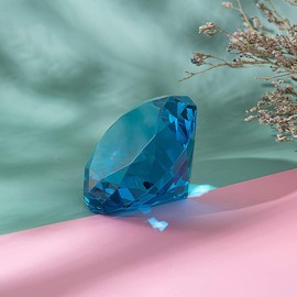LONGWIN 80mm(3.1 inch) Crystal Diamond Paperweight Ornament Home Venue Decorations Solid Color Aquamarine Blue