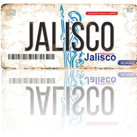Set Jalisco Mexico Aluminum Novelty Vanity Plate Placa Sign 6" x 12" with Sticker Decal 2" x 4" - Souvenir, Decorative, Tourist Gift