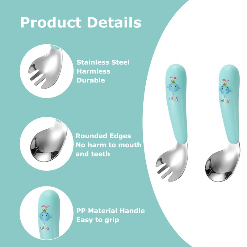 JOYOLA Set of 4 Children's Cutlery Stainless Steel Baby Utensils