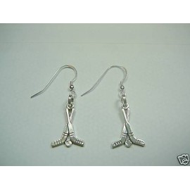 Sterling Silver Hockey Earrings, French Wires