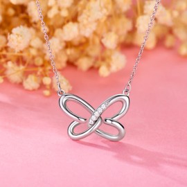 Annamate Butterfly Necklaces for Women Sterling Silver Heart Jewelry for Women Birthday Christmas Gift for Wife Girlfriend Mom