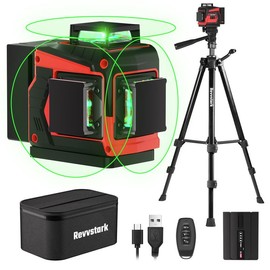 Laser Level with Tripod, 3x360° Green Line Laser Tool with Self-Leveling & Manuel Dual Models, Remote Control, Rechargeable Battery for Picture Hanging, Tile, Home Renovation (Bag Included),decoration. cross line