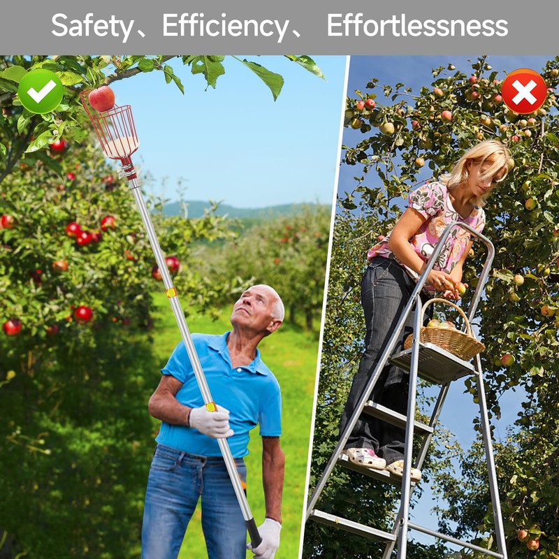 SAN LIKE Fruit Picker Pole with Basket 8FT Adjustable Higher