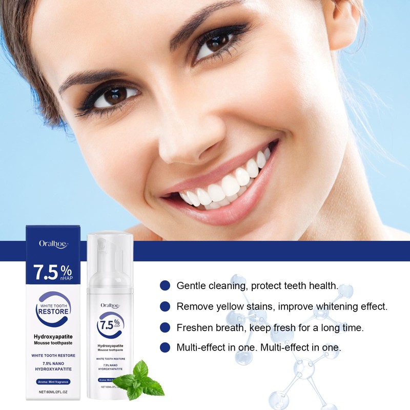 Hydroxylapatit Zahnpasta,Hydroxyapatite Toothpaste,Probiotika Hydroxylapatit Zahnpasta Ohne Fluorid,Aufhellung Zahnpasta mit Hydroxylapatit,Tiefenreinigung,Langanhaltend