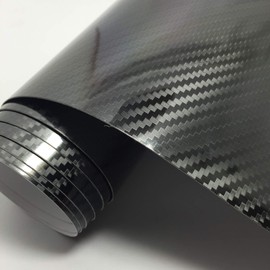 5D High Gloss Black Carbon Fiber Vinyl Bubble Free Air Release Car Wrap Film Automotive (1ft x 10ft)