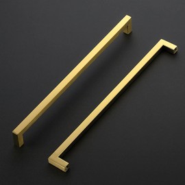 Ravinte 10 Pack Gold Cabinet Pulls 12-3/5 Inch Brushed Brass Kitchen Cabinet Handles Gold Square Kitchen Hardware for Drawer Pulls Come with Screwdriver