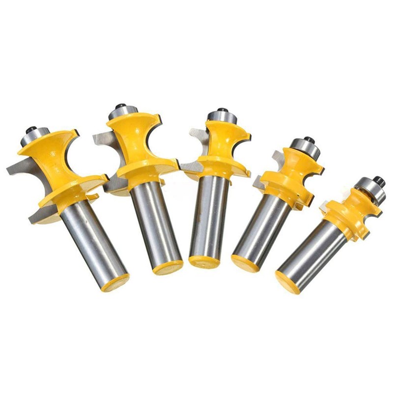 Gasea 5pcs 1/2 Inch Half Round Bearing Bullnose Router Bits
