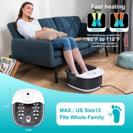 ECARBME Foot Spa Bath Massager with Heat, Foot Bath with 22 Massage Rollers, Temperature Control, Jets, Bubbles, Epsom Salt and Vibration, Foot Soaking Tub for Relaxation - Grey