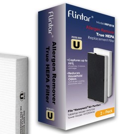 Flintar 2-Pack of Upgraded H13 True HEPA Replacement Filter U, Compatible with Honeywell HEPAClean Replacement U Filter HRF201B, Fits HW HHT270, HHT290 and Febreze FHT170, FHT180, FHT190, FRF102B