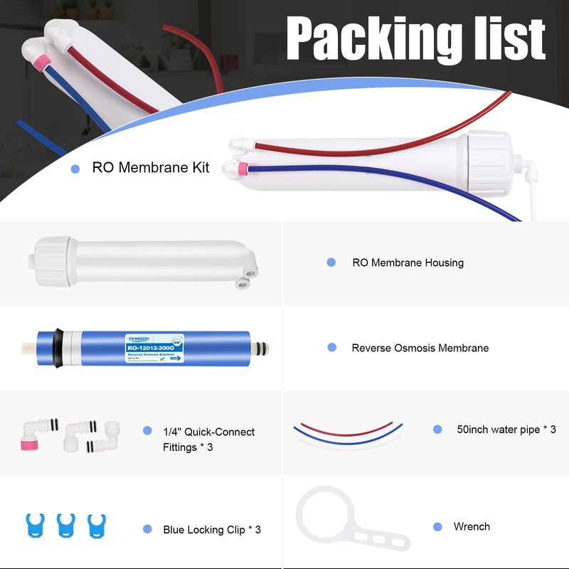 YKMGON 2012-200GPD Reverse Osmosis Membrane with RO Membrane Housing,Wrench,1/4" Quick-Connect
